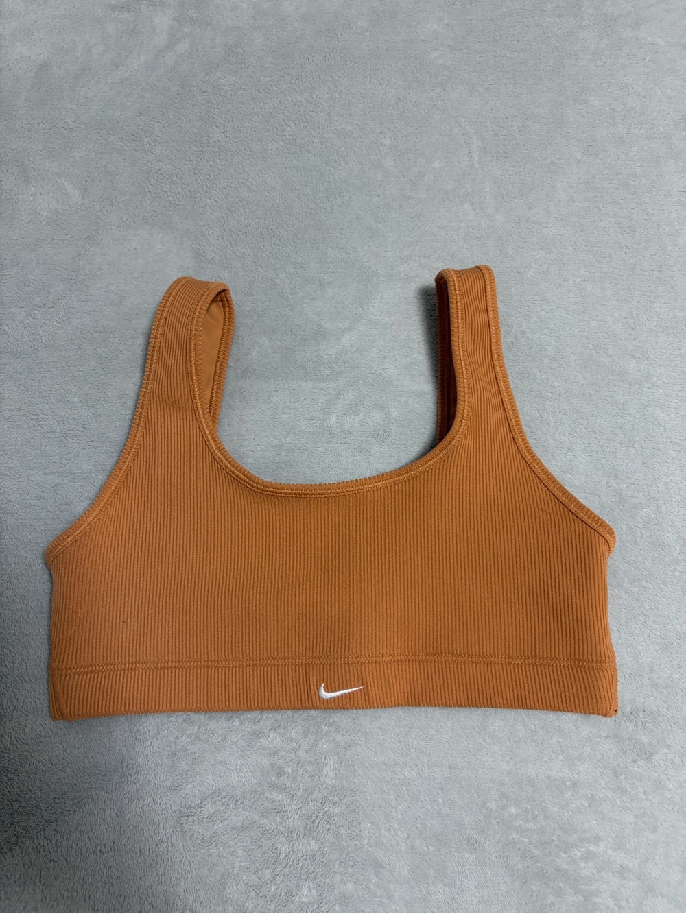 Nike Ribbed Scoop Sports Bra - Rust Orange